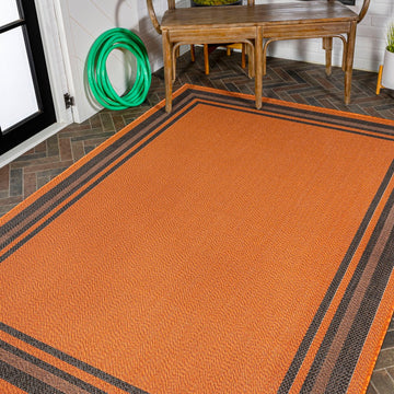 James Modern Border Stripe Indoor/outdoor Area Rug